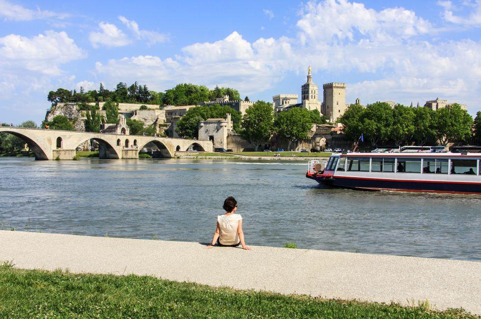 Avignon, Cityscape with river Rhone