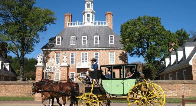 Horse Carriage in Front of Governor's Palace in Williamsburg Virginia.