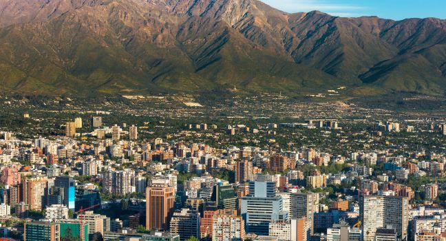 Panoramic view of Santiago de Chile and Los Andes mountain range