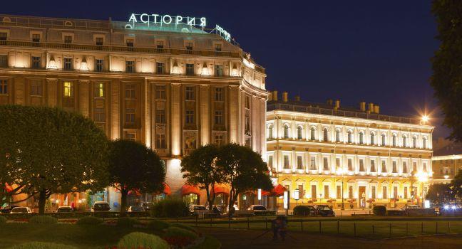 ST.PETERSBURG, RUSSIA - AUGUST 2: Hotel Astoria in August 2, 2012 in St.Petersburg, Russia. Five-star hotel opened in December 1912. The hotel underwent a complete refurbishment in 2002; Shutterstock ID 127668329; Project/Title: Moscow ebook