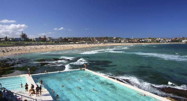 Bondi Beach in Sydney, Australia on a summer's day; 