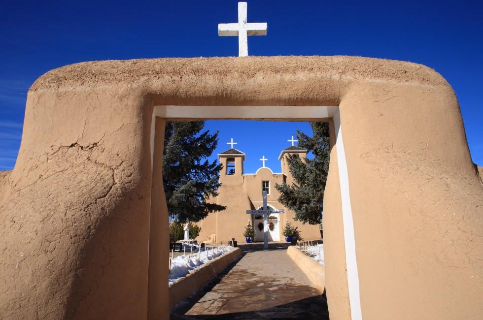 Entry to St. Francis de Asis Mission in Ranchos de taos, New Mexico.