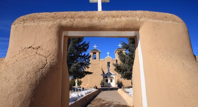 Entry to St. Francis de Asis Mission in Ranchos de taos, New Mexico.