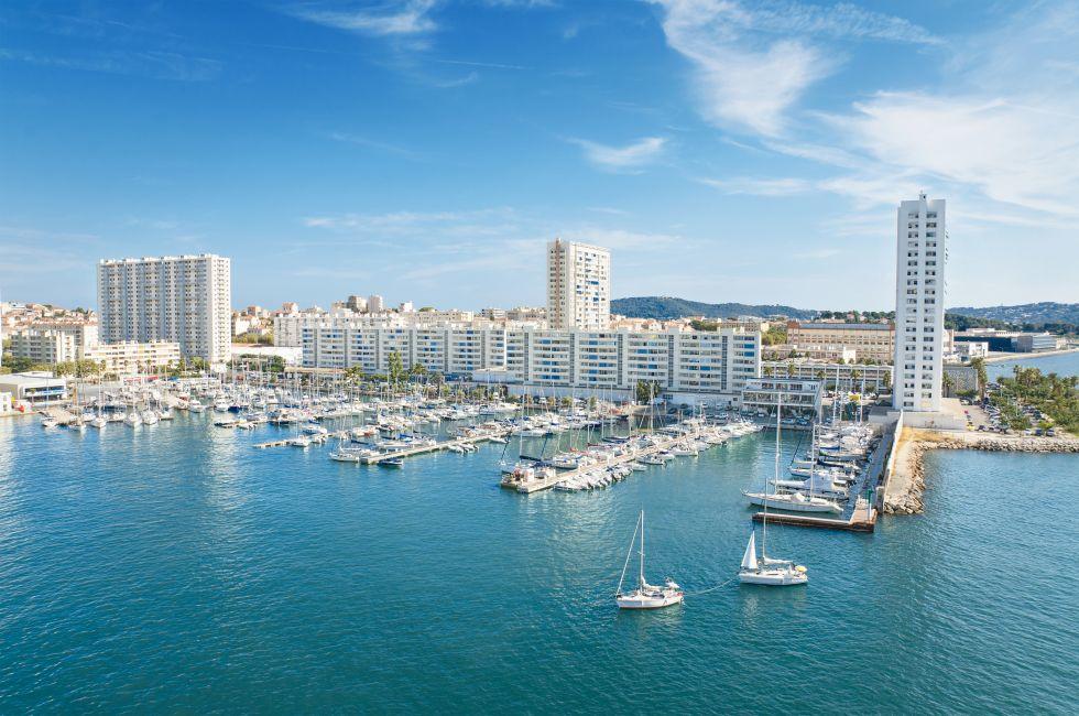 Scenic view of Toulon harbor, France.; Shutterstock ID 219517942; Project/Title: Viking Licensing; VK_2014; Downloader: Fodor's Travel
