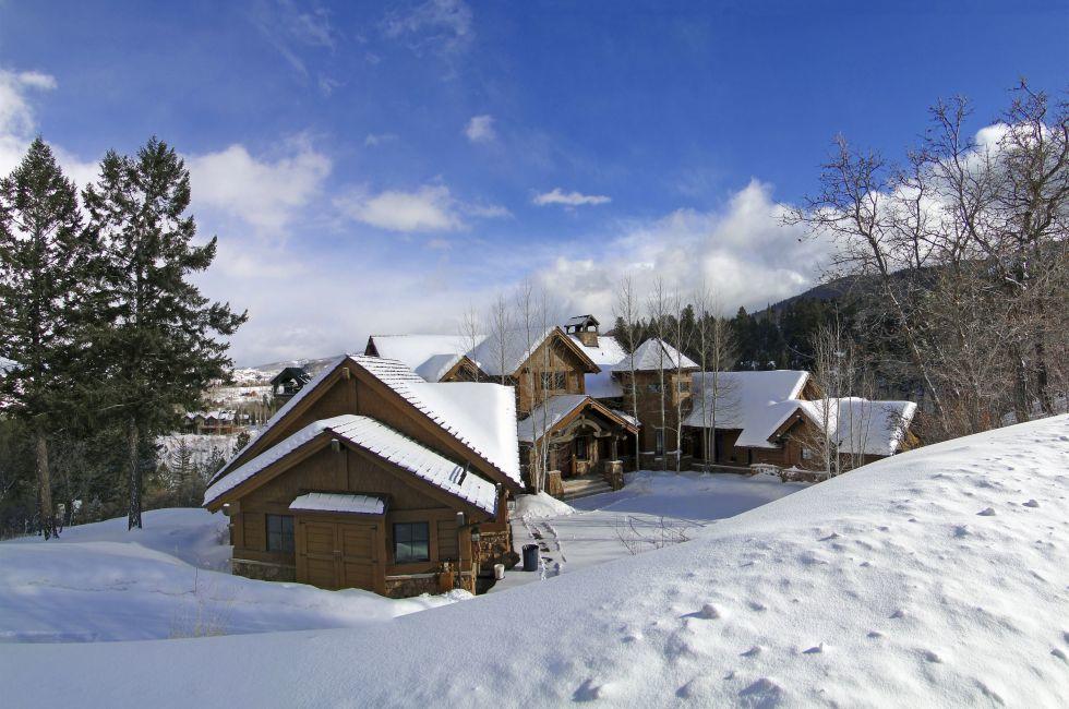 Large houses in winter mountains,  above Vail Valley,Colorado;