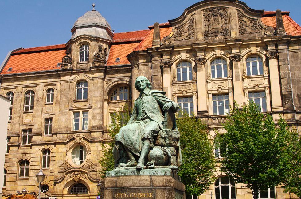 Otto Gvericke Statue, in Magdeburg, Germany.