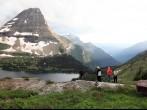 Hikers on the Hidden Lake Trail in Glacier National Park, Montana.