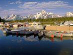 Canoes ready to take out at Colter Bay in the Grand Teton National Park.
