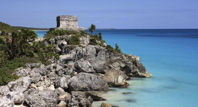 Mexico Quintana Roo Tulum Mayan Ruins - Costa Maya or &quot;Mayan Riviera&quot; Yucatan peninsula.