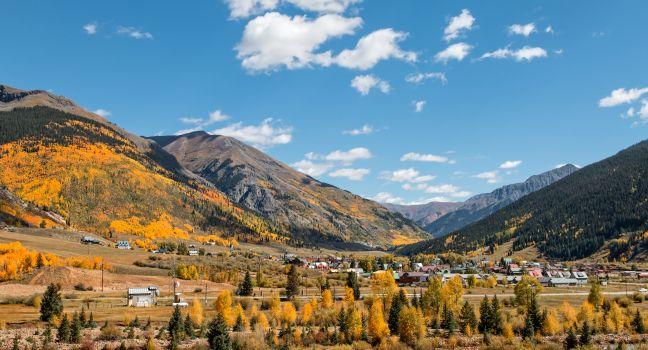 The scenic landscape of silverton colorado in fall.