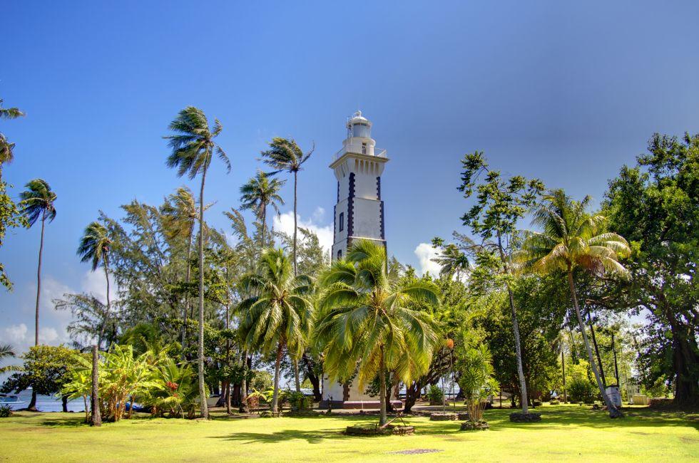 Lighthouse of the Venus point, Tahiti island, French polynesia.