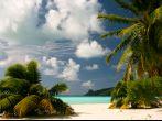 Infinity tropical beach on Maupiti, French Polynesia, Society Islands