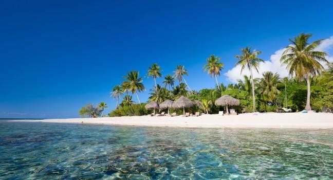 Stunning beach at Tikehau atoll in French Polynesia; 