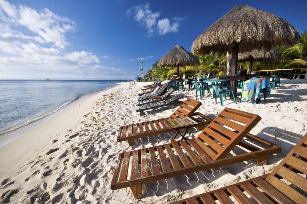 A beach in the Mexican Caribbean in the island of Cozumel.