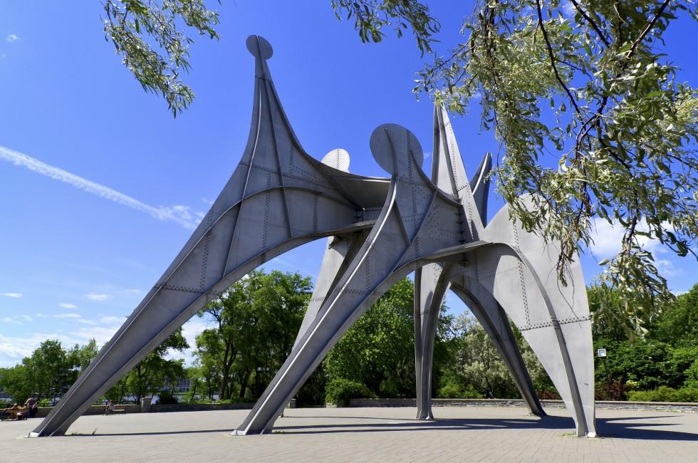 MONTREAL, CANADA - JUNE 19: The Alexander Calder sculpture L'Homme is a large-scale outdoor sculpture on june 19 2013 in Parc Jean-Drapeau, located in Montreal. Made for 1967 World Fair.