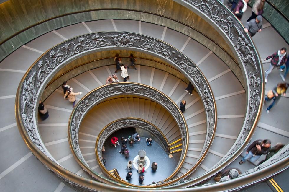 A double spiral staircase in Vatican, Italy.