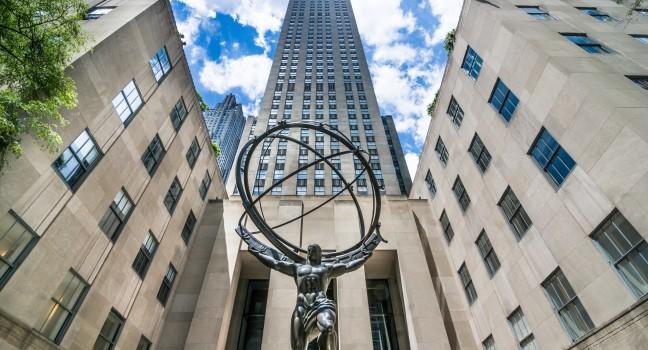 Atlas Statue at Rockefeller Center on December 6, 2012 in New York. The Atlas Statue is a bronze statue in front of Rockefeller Center in midtown Manhattan, New York City.