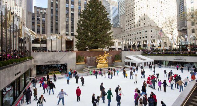The Rink at Rockefeller Center, Midtown West,  New York City, New York, USA.