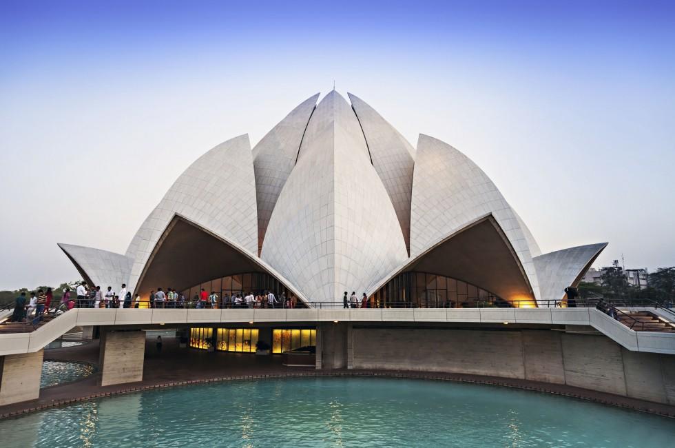NEW DELHI, INDIA - APRIL 08: Lotus Temple on April 08, 2012, New Delhi, India.The Bahai House of Worship in New Delhi, popularly known as the Lotus Temple due to its flowerlike shape.