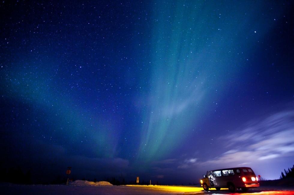 Aurora Borealis or Northen Lights near Fairbanks, Alaska. 