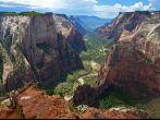 A stunning view of Zion Canyon from Observation Point, from which the famous Angles Landing is also visible.