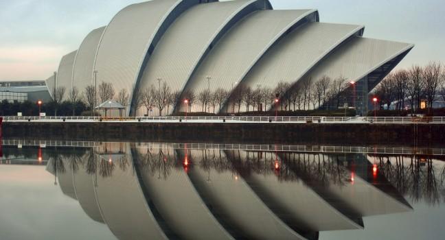 GLASGOW, SCOTLAND - DECEMBER 25: The Clyde Auditorium reflecting on the River Clyde on December 25, 2010 in Glasgow, Scotland. The Clyde Auditorium was completed in 1997.; Shutterstock ID 151518176; Project/Title: Photo Database top 200