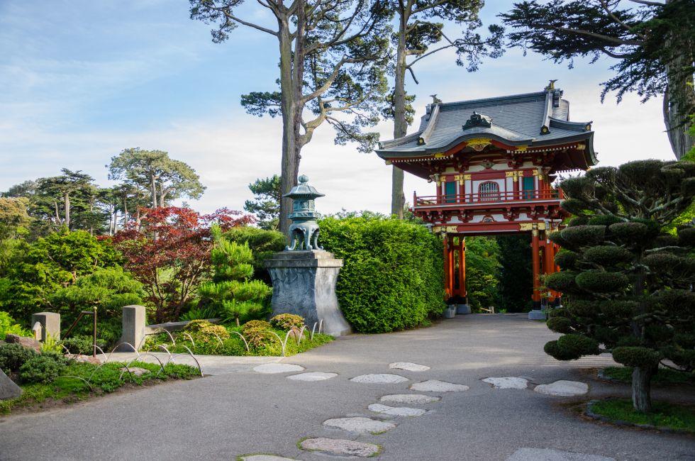 The Japanese Tea Garden in San Francisco, California, is a popular feature of Golden Gate Park, originally built as part of a sprawling World's Fair, the California Midwinter International Exposition of 1894. Tours are offered every day by San Francisco Ci