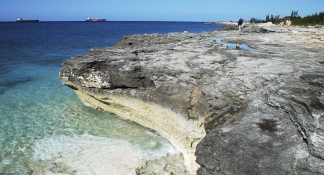 Eroded rocky landscape on Grand Bahama Island near Freeport Harbor (The Bahamas).; 