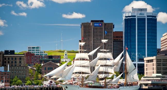 HALIFAX, NOVA SCOTIA - JULY 20: Europa from the Netherlands takes part in the Parade of Sail during the Tall Ships Nova Scotia festival, July 20, 2009 in Halifax. 