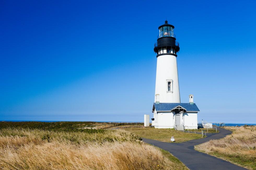 Yaquina Head Lighthouse in Newport Oregon USA, Oregon Coast.
