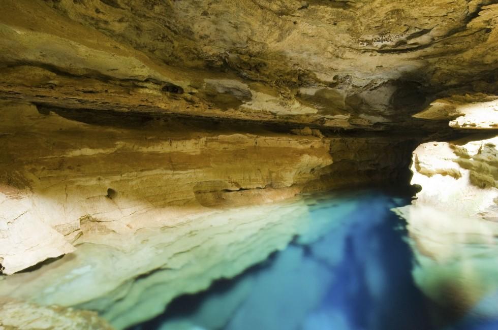 Cave with blue transparent water - Chapada Diamantina - Brazil;