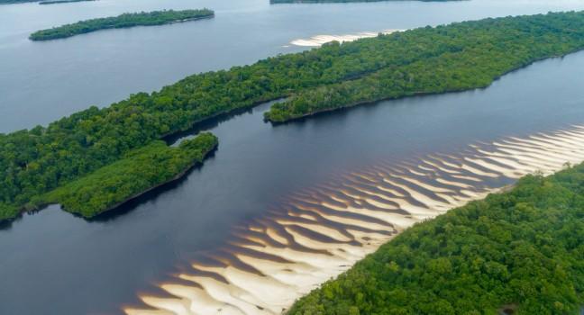 Aerial view of Anavilhanas National Park Islands, Rio Negro, Brazilian Amazon; 