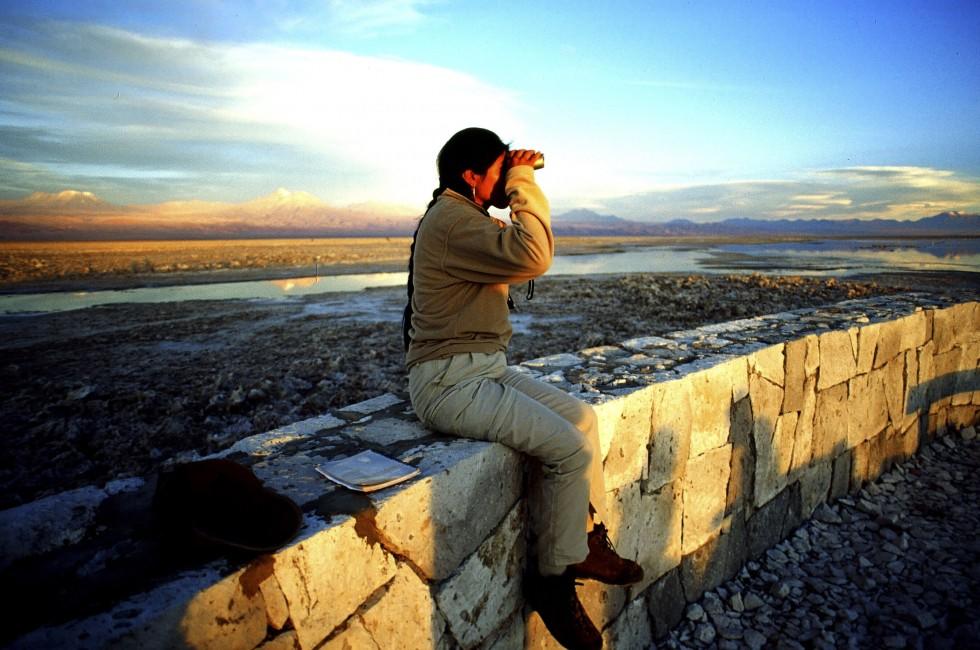 Woman, Landscape; Atacama Desert, El Norte Grande, Chile