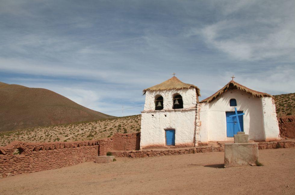 Typical church in altiplano village near San Pedro de Atacama, north Chile; Shutterstock ID 19298824; Project/Title: Fodor's Chile 6th; Downloader: Fodor's Travel