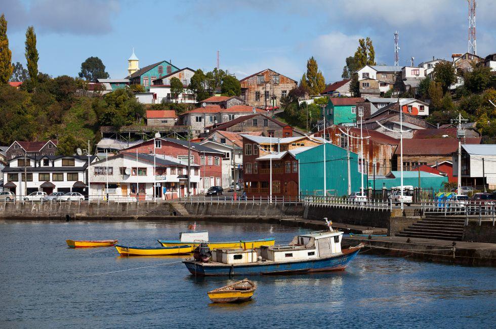 Houses on Chiloe Island, Patagonia, Chile
