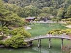 Japanese Garden in Takamatsu - Japan. View in autumn.