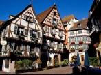 View of Alsace typical traditional street (Colmar, France)