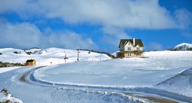 winter scene in magdellan islands of quebec; 