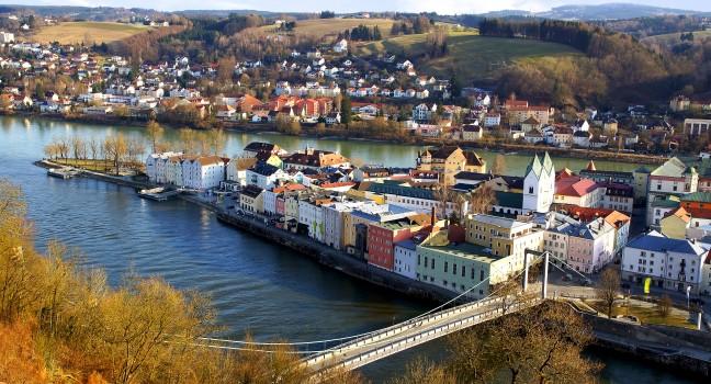 Passau, Germany; Picturesque panorama of Passau. Germany; 