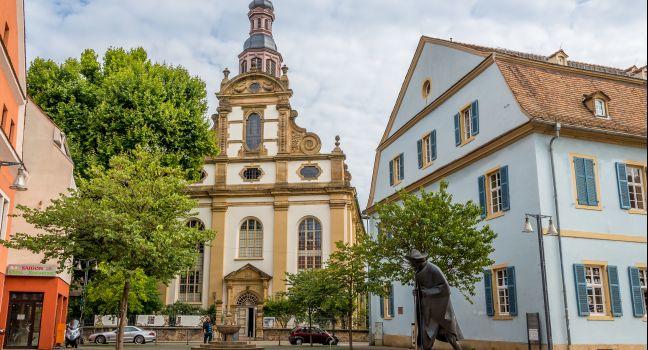 SPEYER, GERMANY - AUGUST 22,2014 - Dreifaltigkeitskirche - church in Speyer. Speyer is a town in Rhineland-Palatinate, Germany.