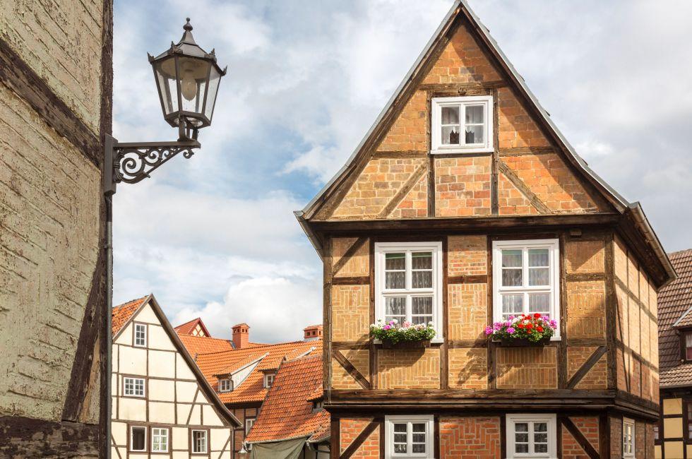 Half-timbered house in Quedlinburg, East Germany. 