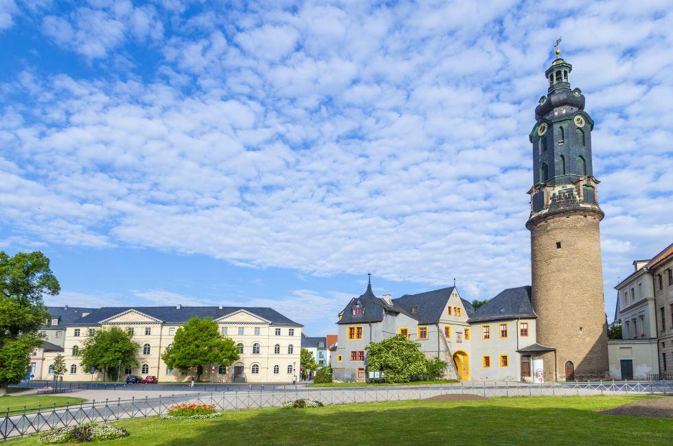 City Castle of Weimar with medieval tower in Germany.