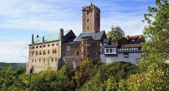 Wartburg Castle, Eisenach, Saxony, Saxony-Anhalt, and, Thuringia, Germany, Europe.
