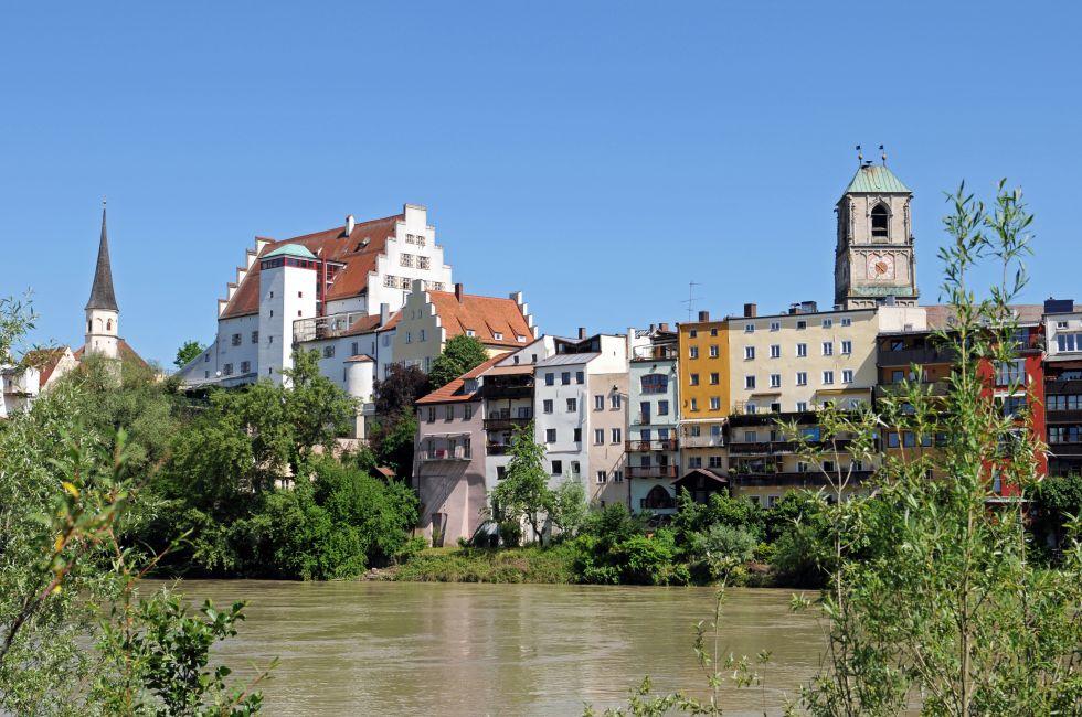 The old town of Wasserburg am Inn is situated on a peninsula of Inn River; Shutterstock ID 56888284; Project/Title: Top 100; Downloader: Fodor's Travel