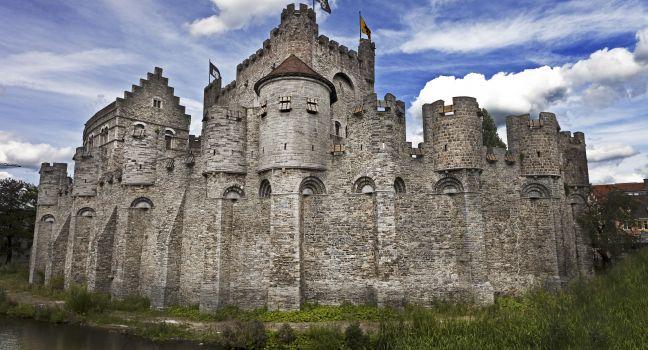Gravensteen, medieval castle built in 1180 by count Philip of Alsace, Ghent, Belgium