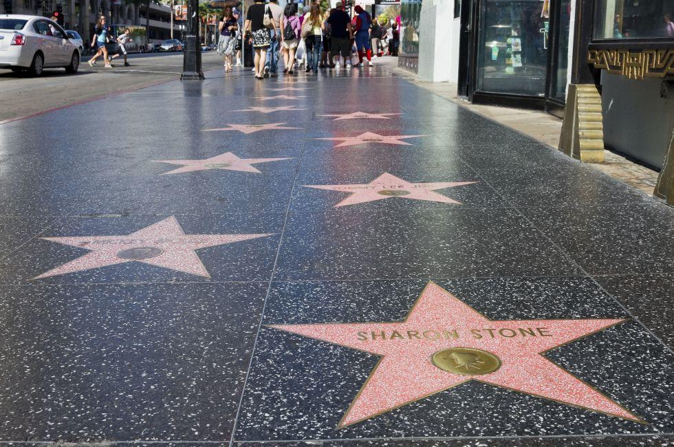 HOLLYWOOD - SEPTEMBER 4: Sharon Stone's star on Hollywood Walk of Fame on September 4, 2011 in Hollywood, California. This star is located on Hollywood Blvd. and is one of 2400 celebrity stars.; Shutterstock ID 84786373; Project/Title: Fodors; Downloader: 