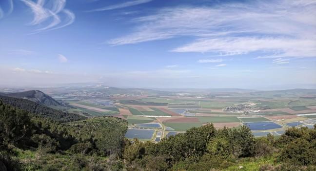 Panoramic view on a valley from mount Gilboa (Israel);