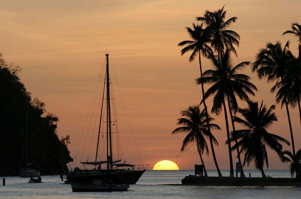 Sunset in Marigot Bay, St Lucia.