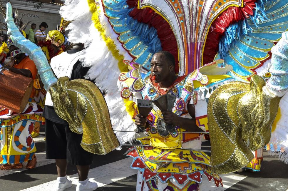 NASSAU, THE BAHAMAS - JANUARY 1: Dancer in traditional costume at Junkanoo Festival on January 1st 2014 in Nassau, the Bahamas