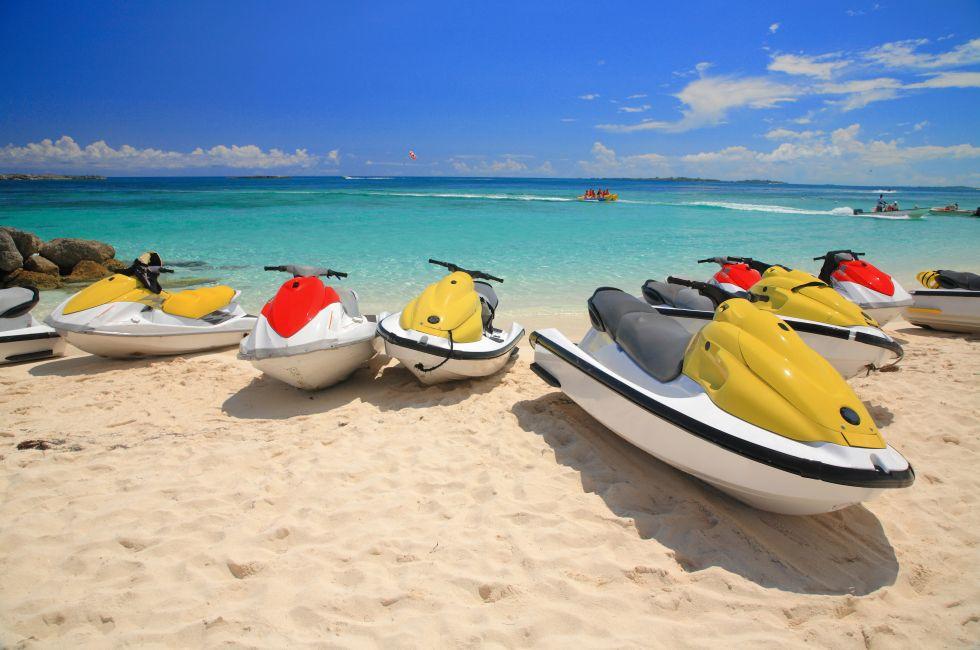 Jetski on Paradise Island beach of Atlandtis , Nassau, Bahamas.; Shutterstock ID 56921473; Project/Title: Photo Database top 200